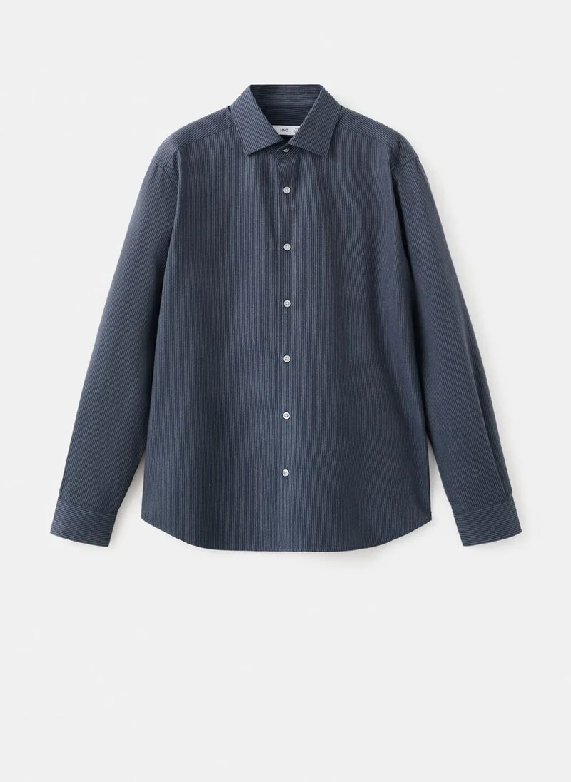 Mango Man  100% cotton regular-fit striped shirt for Men | Best Price UAE
